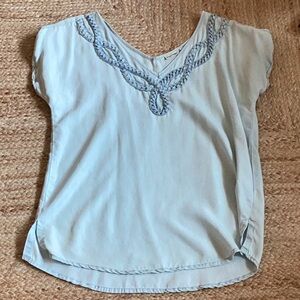 HOLDING HORSES Sky Blue Embroidered Blouse
